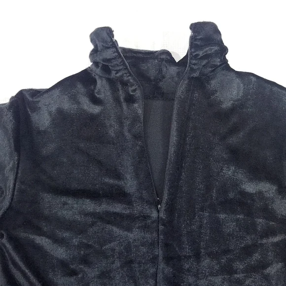 Vintage Ingrid Black Velvet  Bodycon Mock Neck Mini Dress - Picture 9 of 11